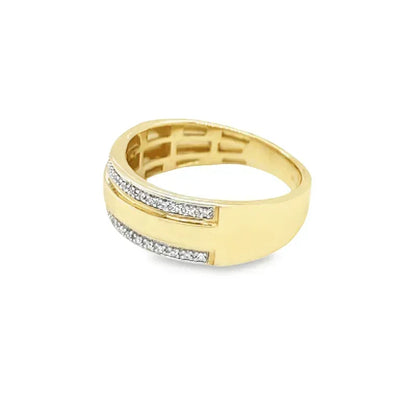 10K Yellow Gold 0.10TDW Diamond Men's Band