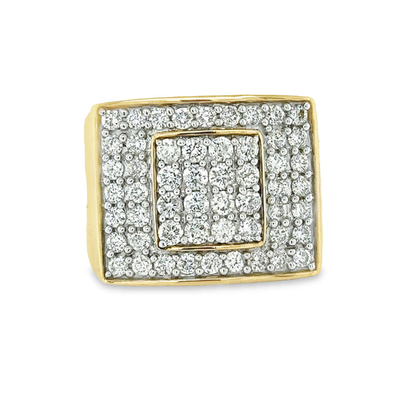 Stunning 2.00TDW Men&#39;s Diamond Ring in Lustrous 10K Yellow Gold