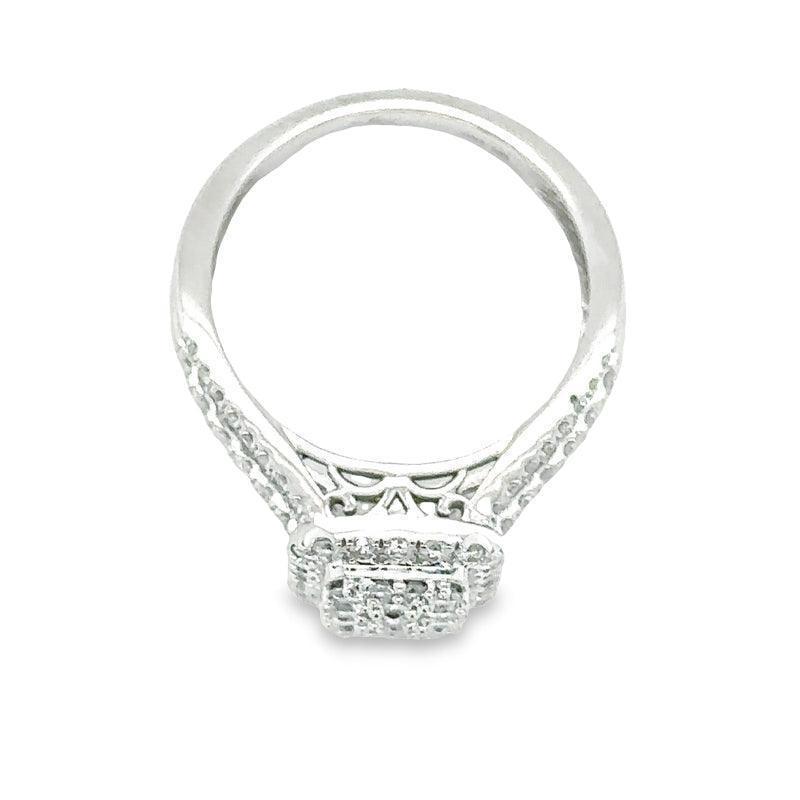 1.00TDW Diamond Engagement Ring in 10K White Gold with Emerald Face