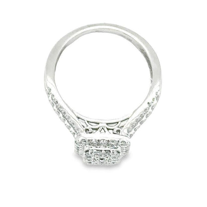 1.00TDW Diamond Engagement Ring in 10K White Gold with Emerald Face