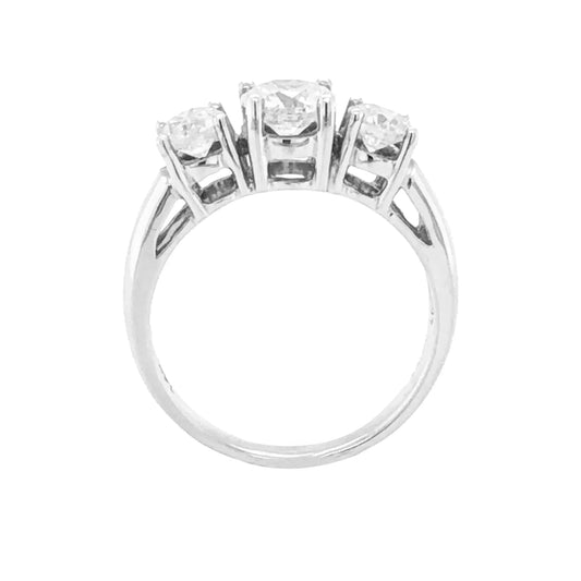 14k White Gold 1.50TDW Three Diamond Past Present and Future Ring