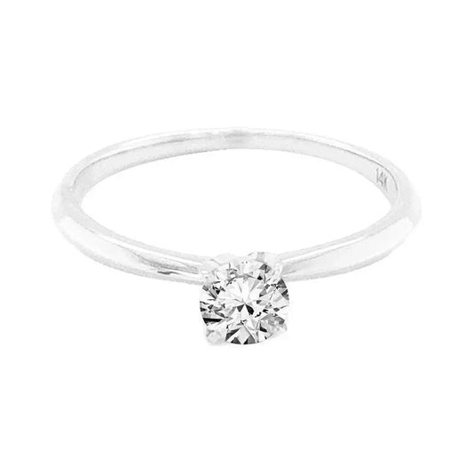 14K White Gold 0.50CT Diamond Solitaire Ring