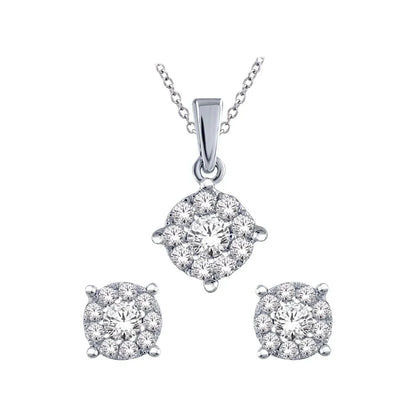 10KW 0.50TDW Diamond Imperial Pendant and Earring Set