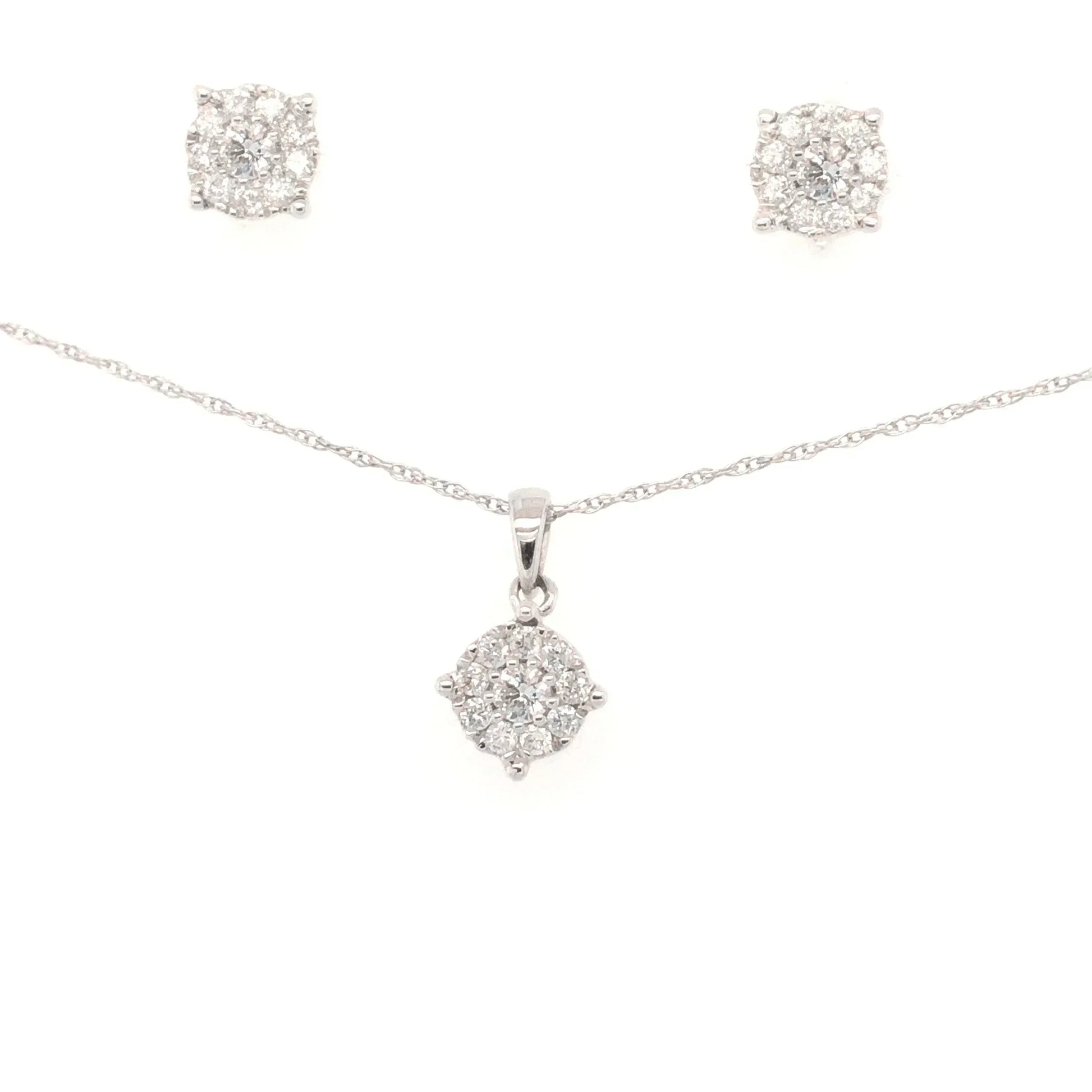 10KW 0.50TDW Diamond Imperial Pendant and Earring Set