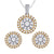 0.50TDW Round Diamond Halo Earrings and Pendant Set in 10K Yellow Gold