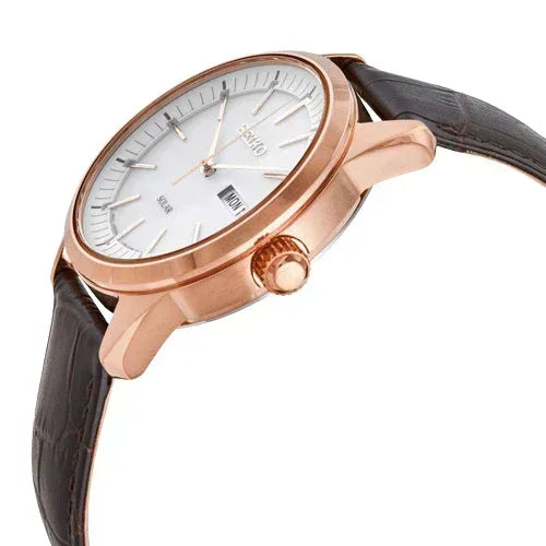 Seiko solar leather strap 2025 men's watch