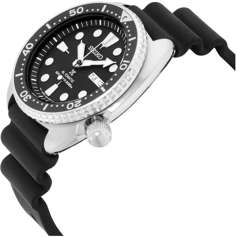 Seiko Prospex Automatic Diver Black Silicone Strap Men&#39;s Watch SRP777