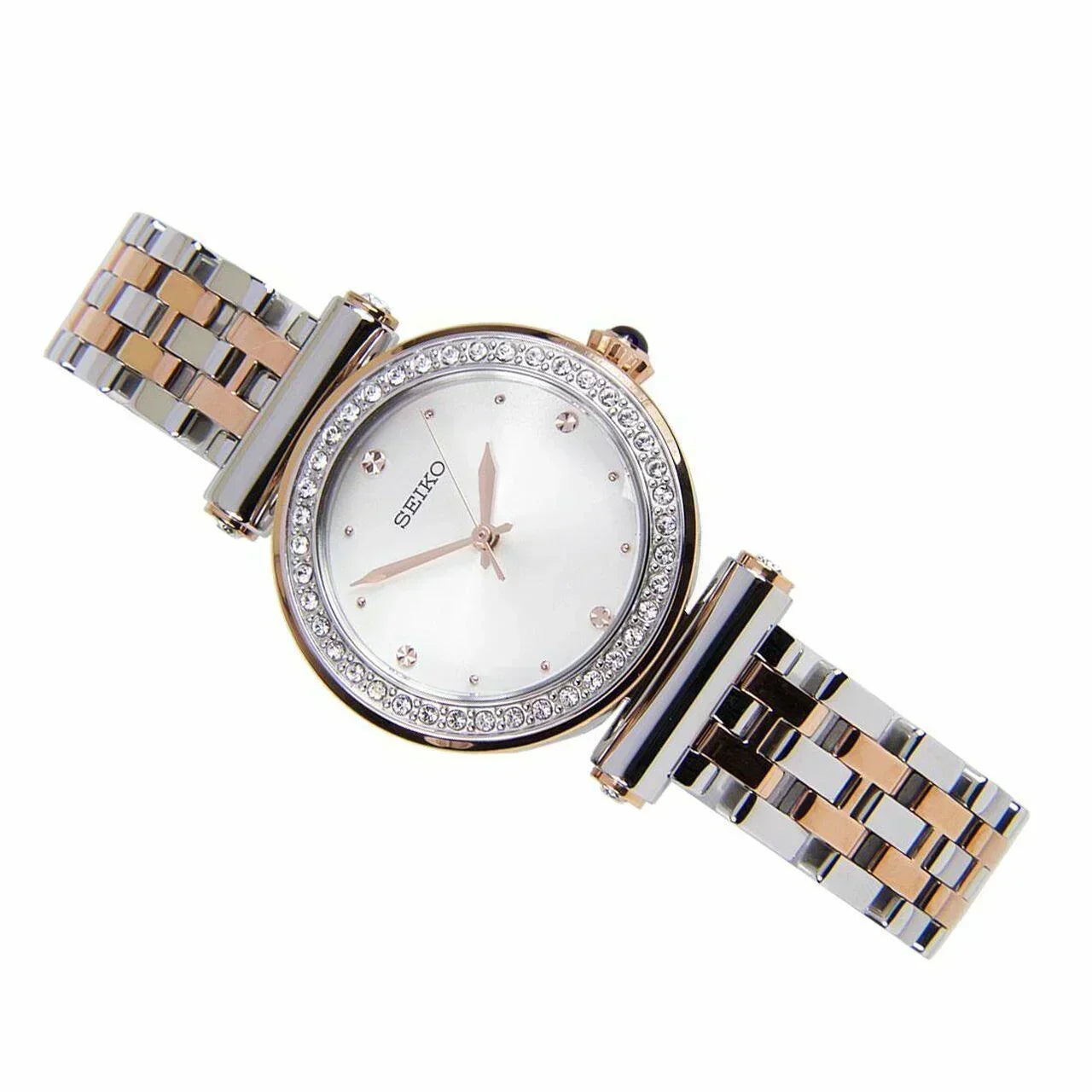 Seiko Quartz Two-Tone Rose Gold Watch with Crystals Women's Watch SRZ466