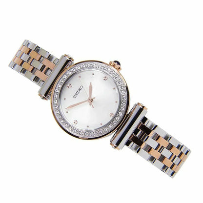Seiko Quartz Two-Tone Rose Gold Watch with Crystals Women's Watch SRZ466