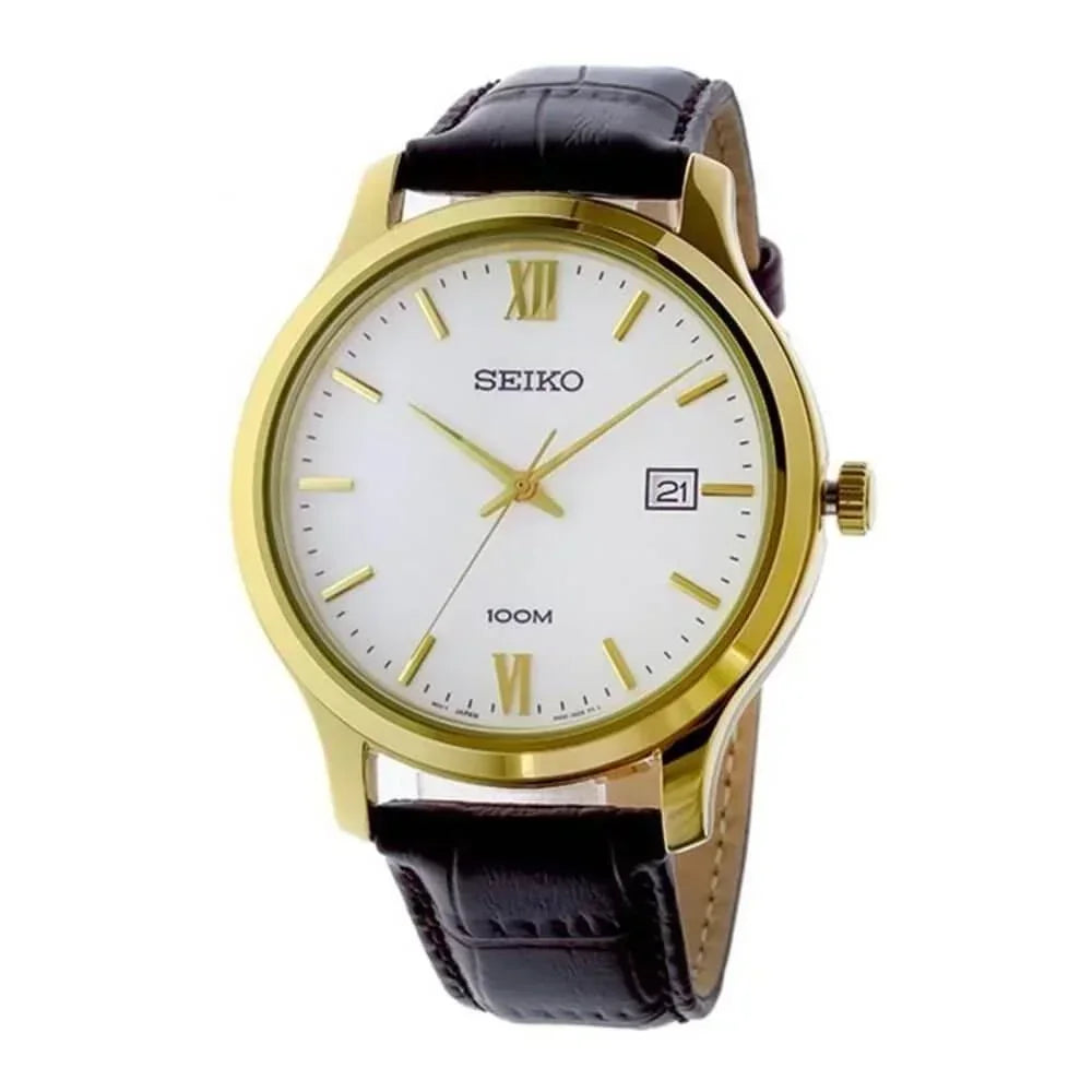 Seiko Brown Leather Quartz Men's Watch SUR226
