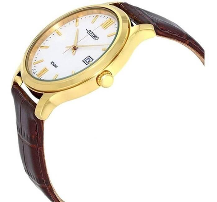 Seiko Brown Leather Quartz Men's Watch SUR226