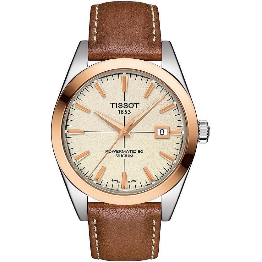 Tissot Gentleman Powermatic 80 Silicium Solid 18K Gold Bezel Automatic Men&#39;s Watch T9274074626100