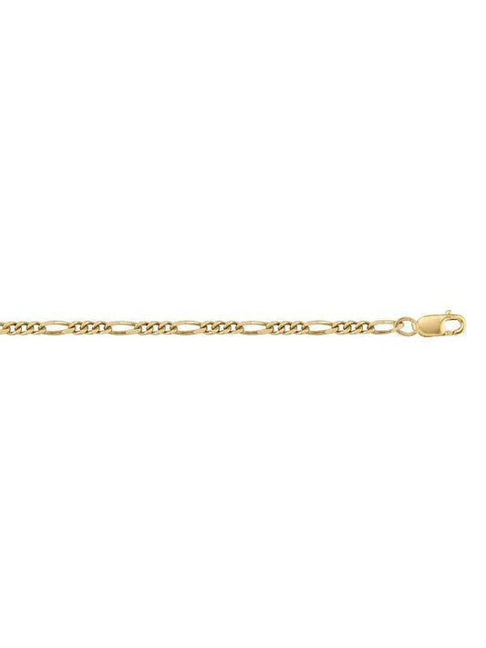 10k Yellow Gold Figaro Link 2.2 mm Light Gold Plated Italian Chain