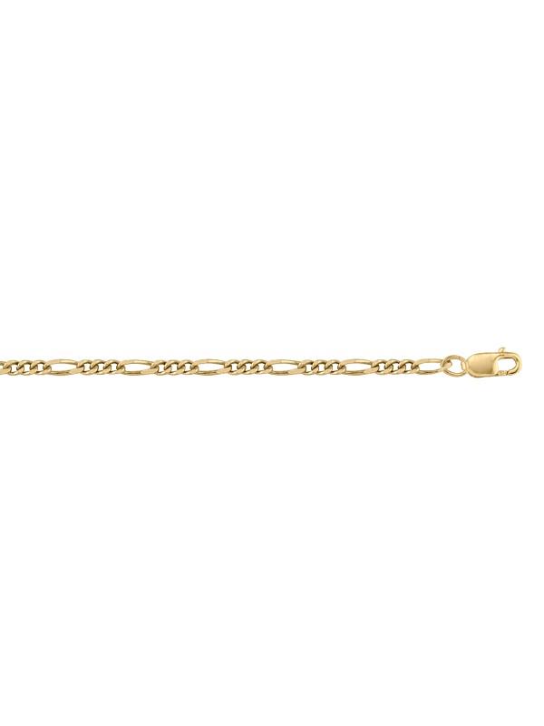 10k Yellow Gold Figaro Link 2.2 mm Light Gold Plated Italian Chain