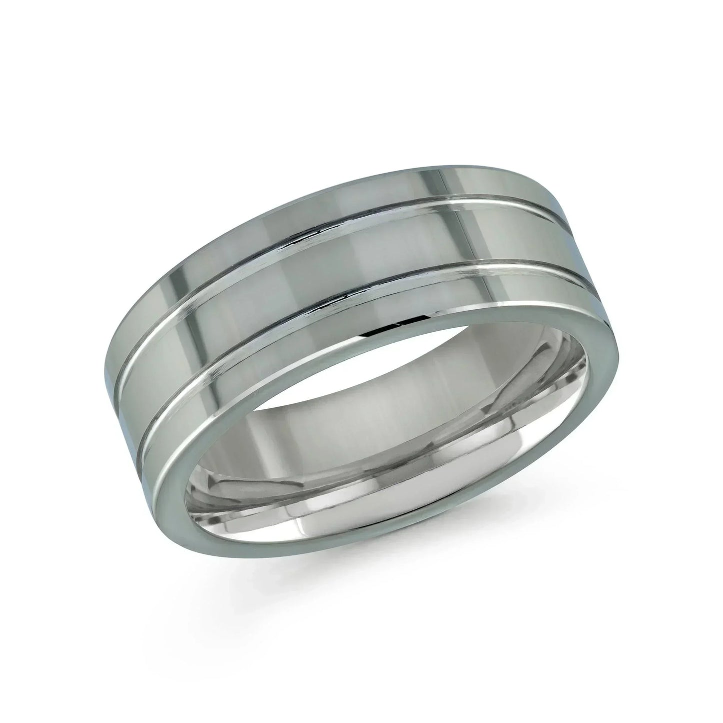 8mm White Tungsten Carbide High Polish Wedding Band
