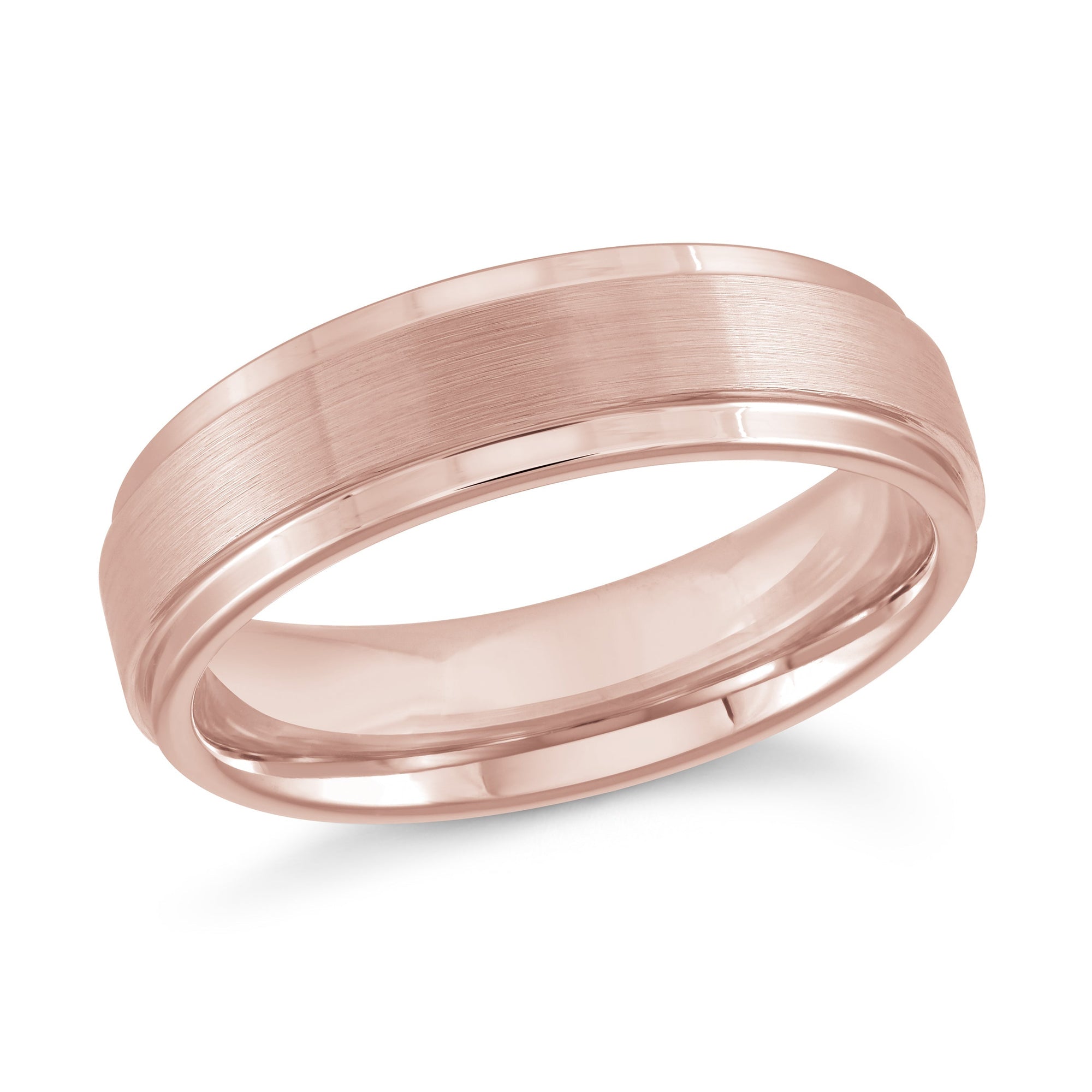 Comfort Fit Rose Plated Tungsten Wedding Band With Satin Finish