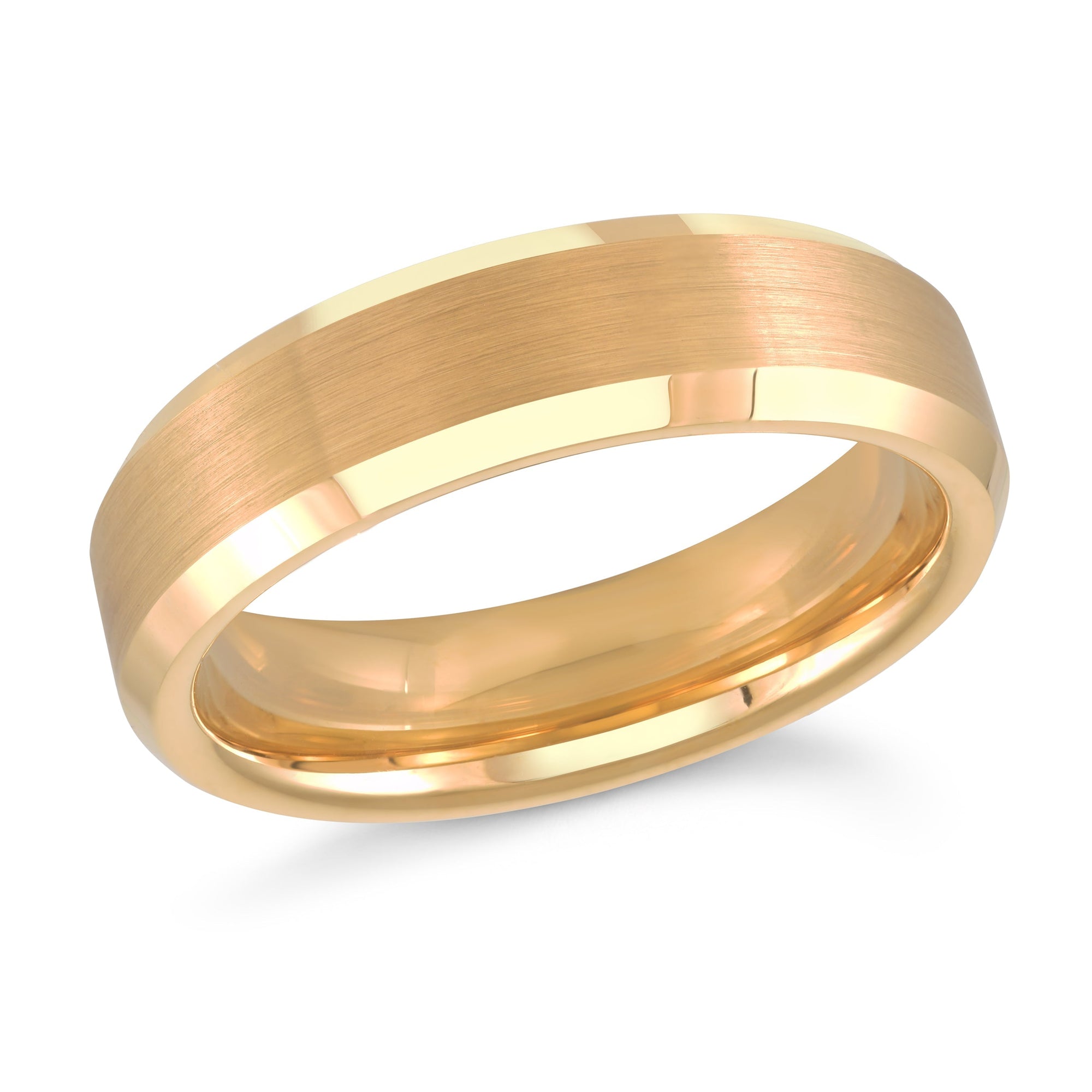 Yellow Gold IP Plated Tungsten Carbide Wedding Band With Satin Finish