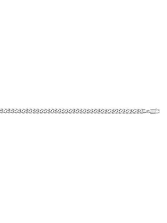 10, 14 Karat White Gold Flat Beveled Curb Link 2.7 mm Italian Bracelet