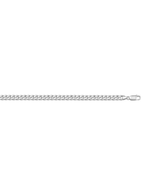 10, 14, 18 Karat White Gold Flat Beveled Link Curb 3.3 mm Italian Bracelet