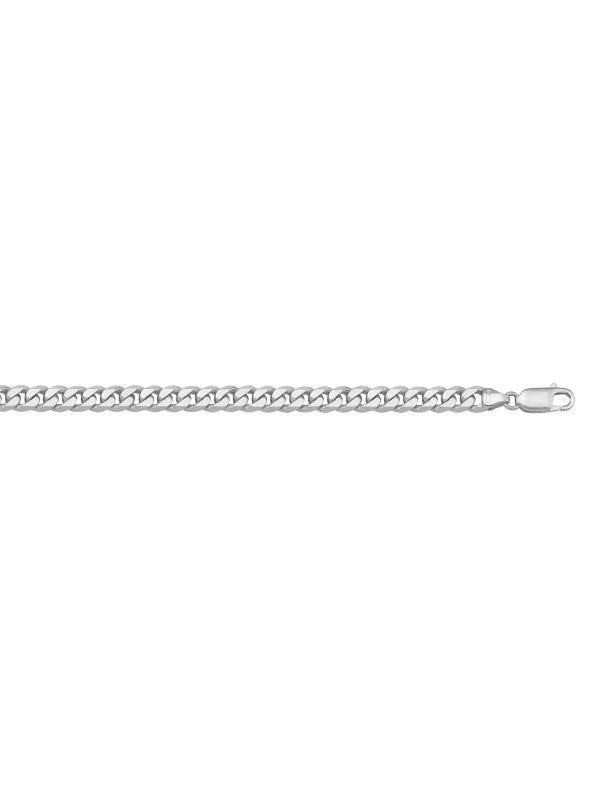 10k, 14k White Gold Flat Beveled Link Curb 4.0 mm Italian Chain