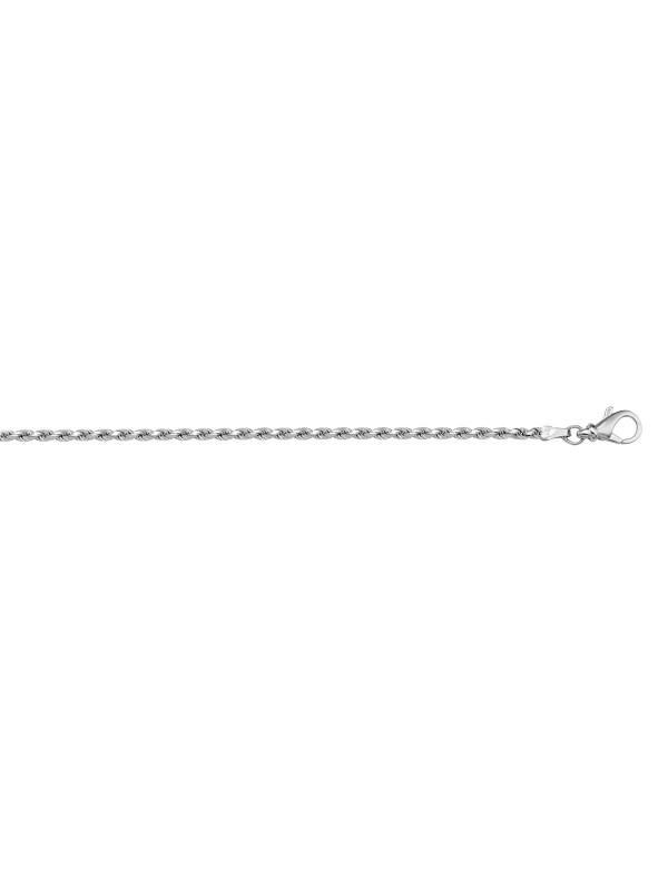 10, 14, 18 Karat White Gold Solid Diamond Cut Rope 1.3 mm Italian Bracelet