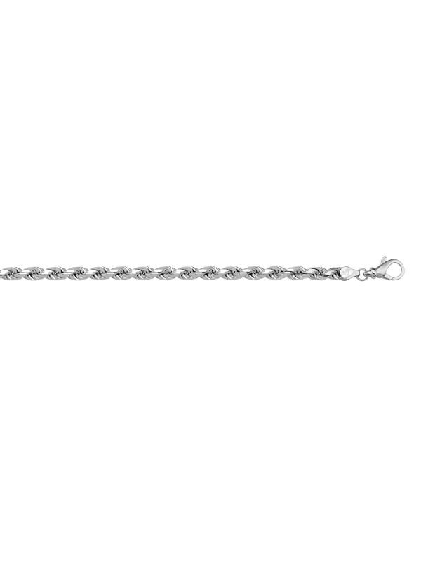 14, 18 Karat White Gold Solid Diamond Cut Rope 2.3 mm Italian Bracelet tn1033