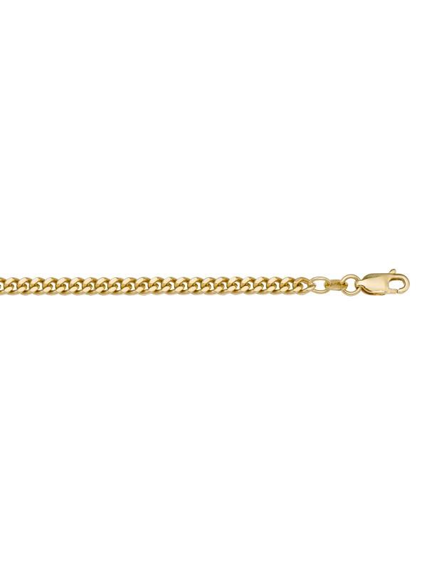 10k, 14k, 18k Yellow Gold Curb Link 2.5 mm Italian Chain