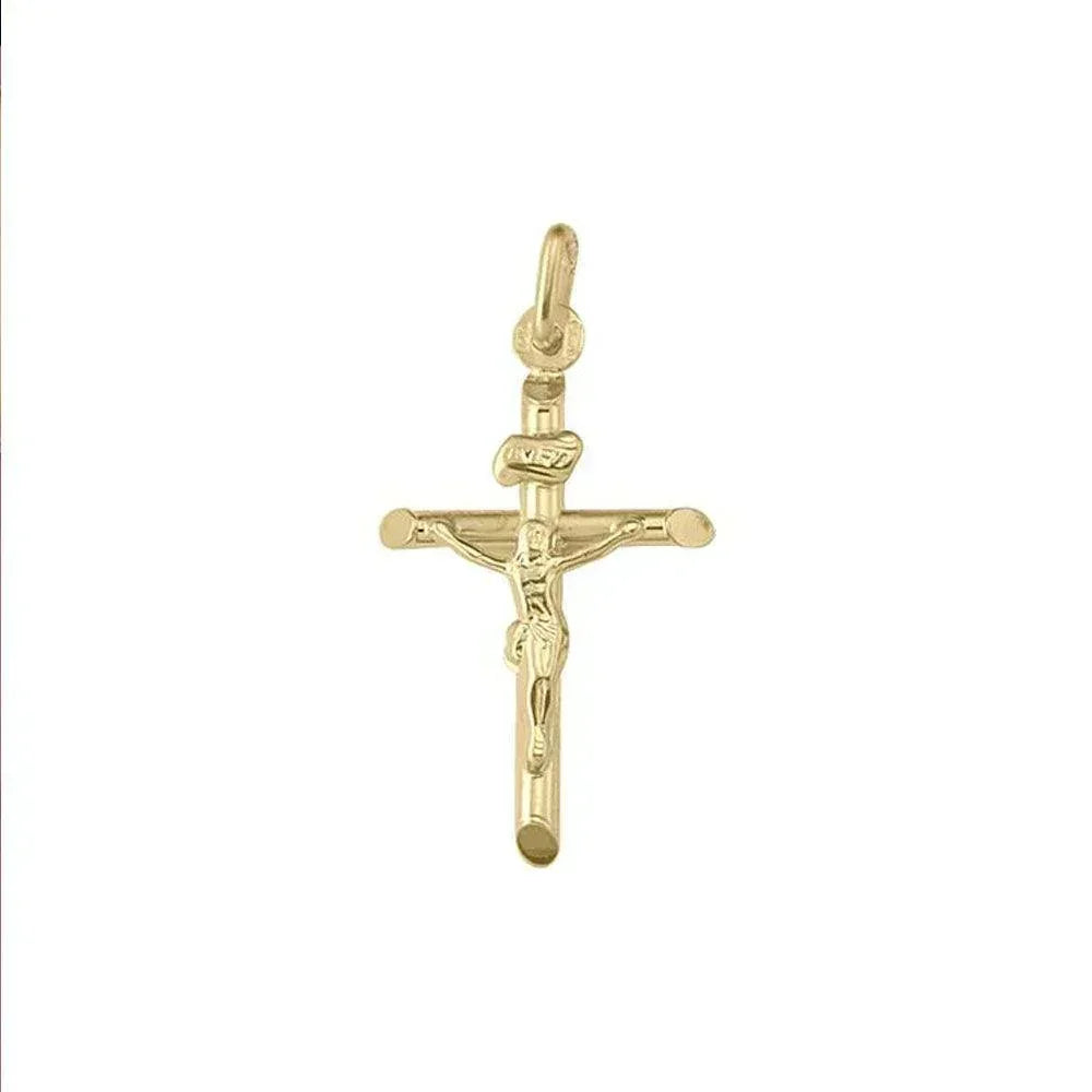 10k, 14k Yellow Gold Religious Italian Cross with Crucifix