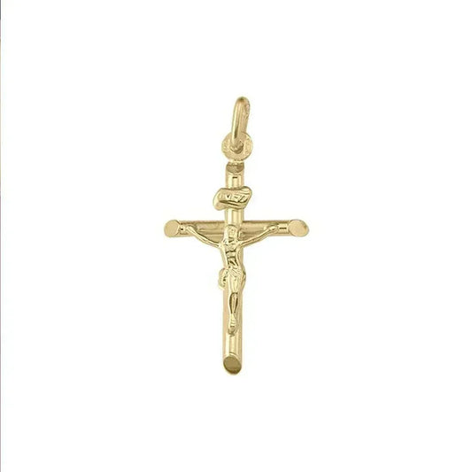 10k, 14k Yellow Gold Religious Italian Cross with Crucifix
