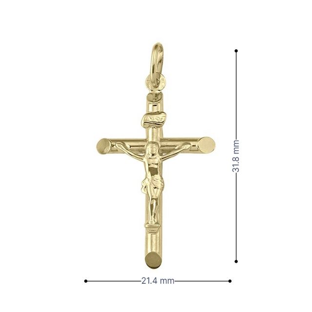 10k, 14k, 18k Yellow Gold Religious Italian Cross With Crucifix