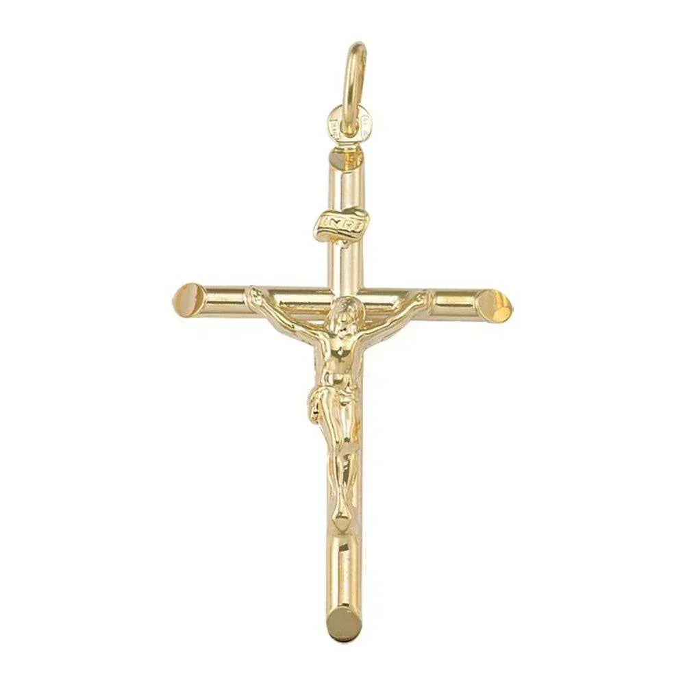 10k,14k Karat Yellow Gold Religious Italian Cross with Crucifix