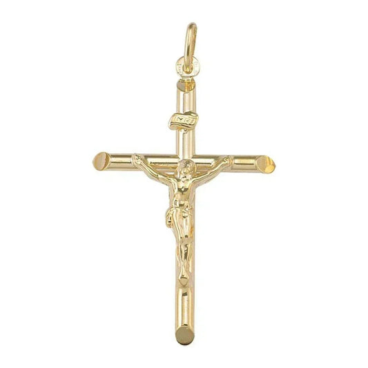 10k,14k Karat Yellow Gold Religious Italian Cross with Crucifix