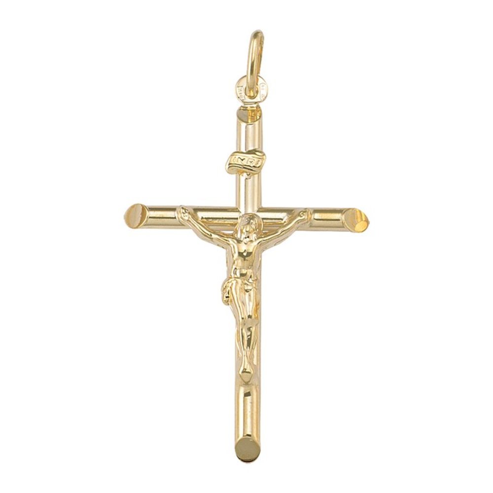 10k,14k,18k Karat Yellow Gold Religious Italian Cross with Crucifix