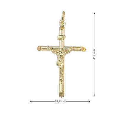 10k,14k,18k Karat Yellow Gold Religious Italian Cross with Crucifix