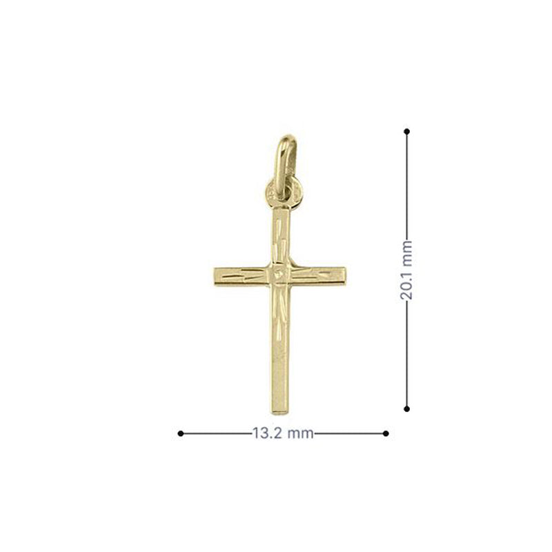 10, 14, 18 Karat Yellow Gold Flat Modern Cut Cross Pendant