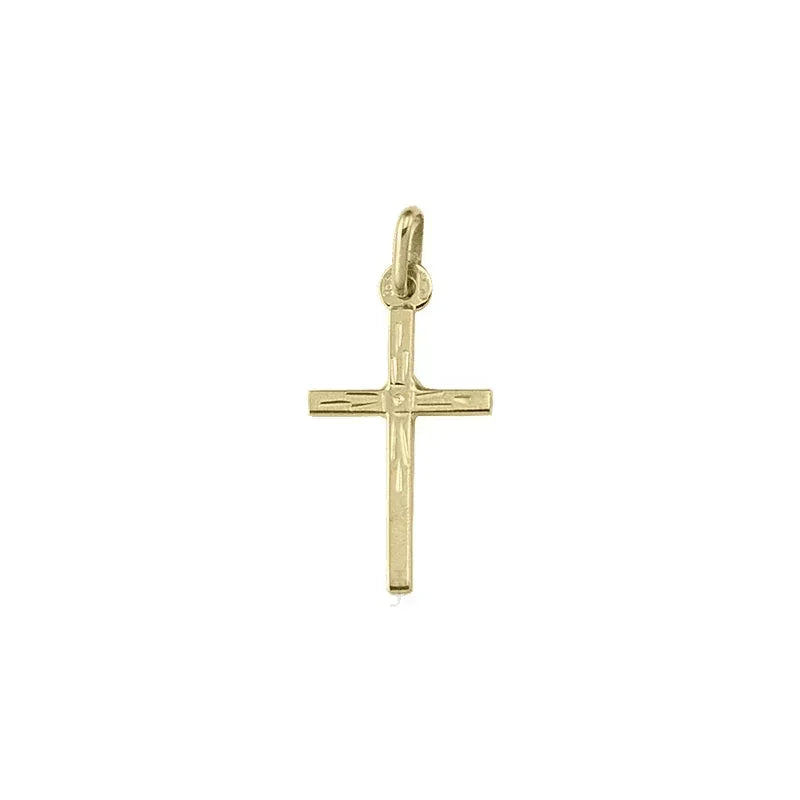 10, 14 Karat Yellow Gold Flat Modern Cut Cross Pendant