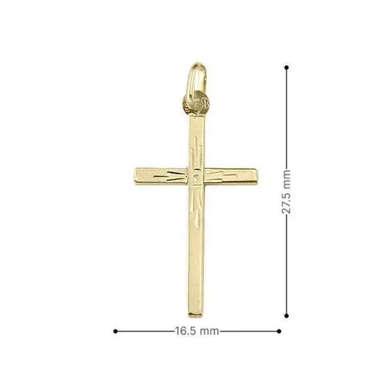 10k, 14k, 18k Yellow Gold Flat Italian Modern Cross Pendant