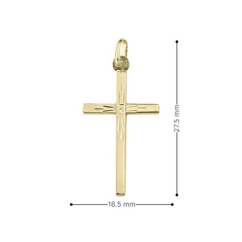 10k, 14k, 18k Yellow Gold Flat Italian Modern Cross Pendant