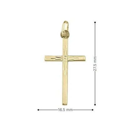 10, 14, 18 Karat Yellow Gold Flat Italian Modern Cross Pendant