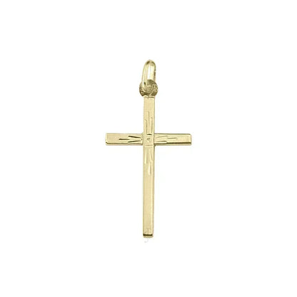 10k, 14k Yellow Gold Flat Italian Modern Cross Pendant