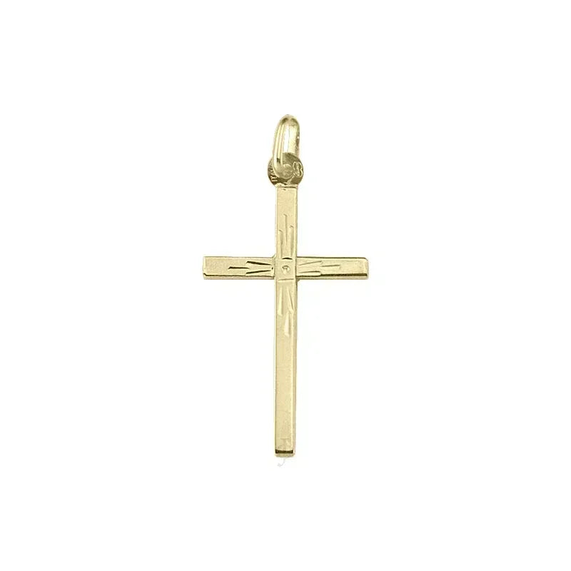 10, 14 Karat Yellow Gold Flat Italian Modern Cross Pendant