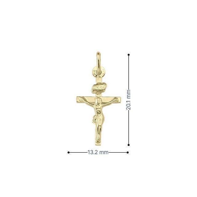 10k, 14k, 18k Yellow Gold Flat Religious Classic Italian Cross with Crucifix