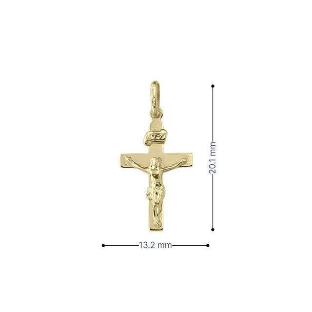 10k, 14k, 18k Yellow Gold Flat Religious Italian Cross with Crucifix