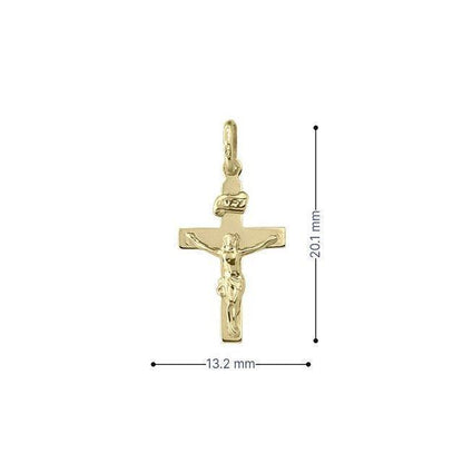 10k, 14k, 18k Yellow Gold Flat Religious Italian Cross with Crucifix