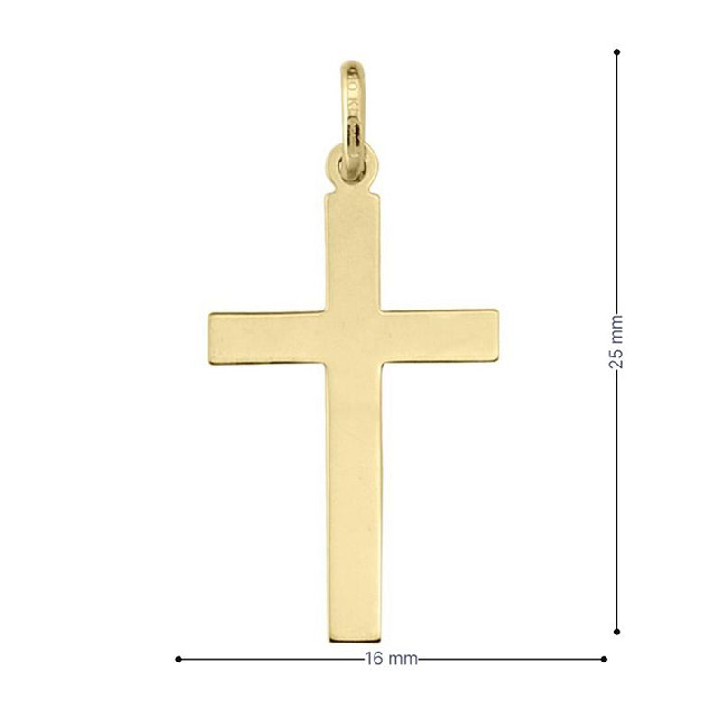 10, 14 Karat Yellow Gold Religious Italian Classic Flat Cross