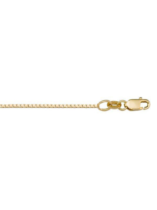 10k, 14k Yellow Gold Solid Box Link 1.0 mm Italian Chain