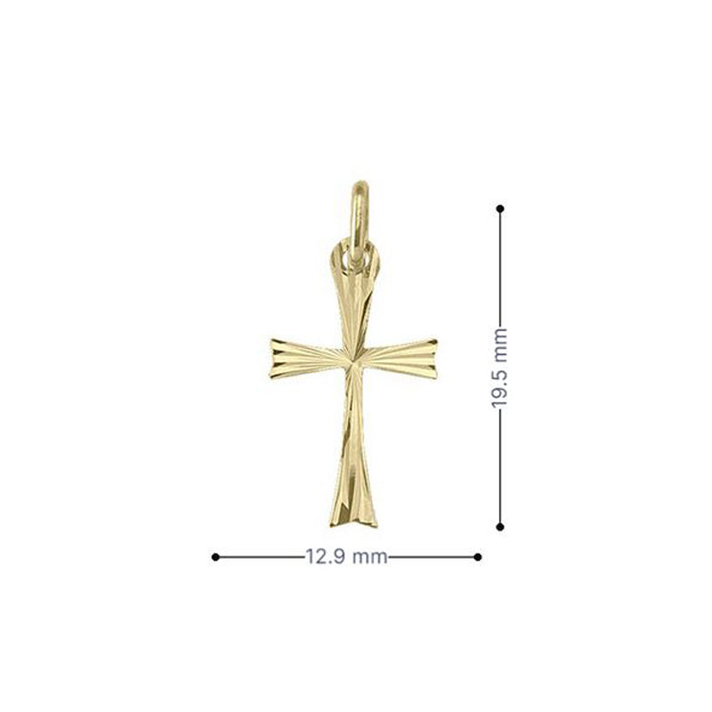 14, 18 Karat Yellow Gold Flat Religious Classic Italian Cross Pendant