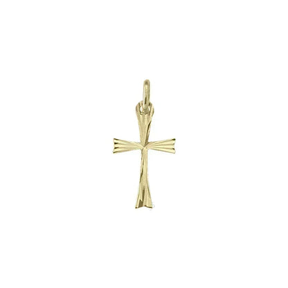 14 Karat Yellow Gold Flat Religious Classic Italian Cross Pendant