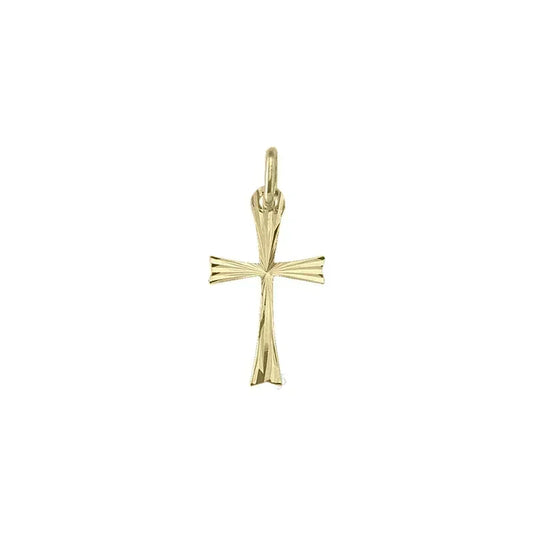 14 Karat Yellow Gold Flat Religious Classic Italian Cross Pendant