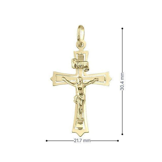 10k, 14k, 18k Yellow Gold Religious Classic Italian Cross in Cross Pendant with Crucifix